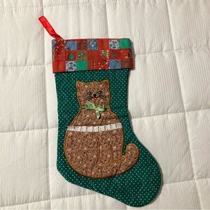 Avon Calico Cat Quilted Christmas Stocking